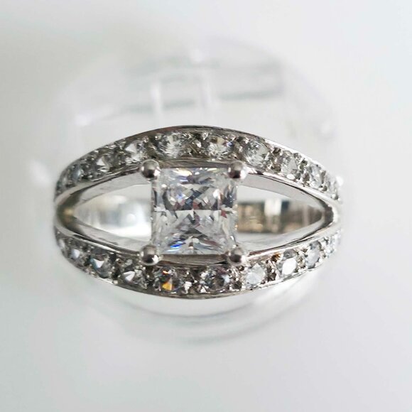 Sterling Silver Princess Cut CZ Ring - Picture 7 of 8